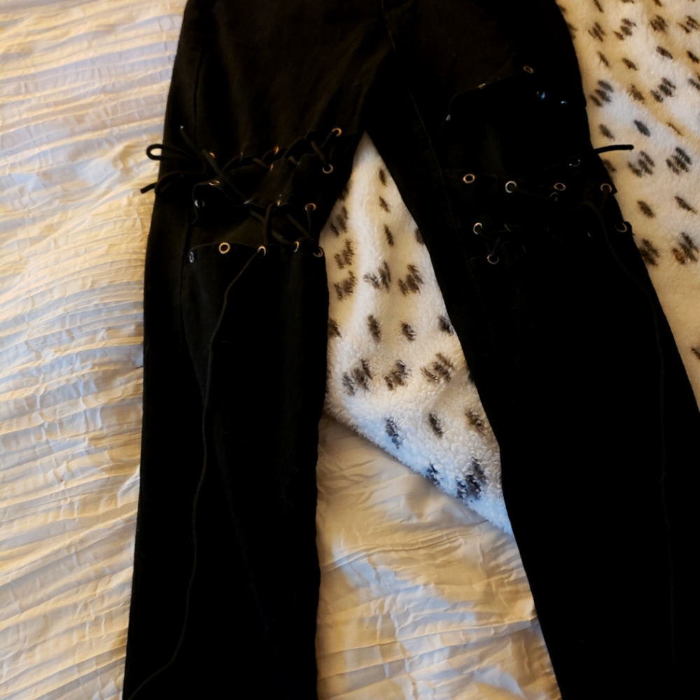 Distressed black jeans